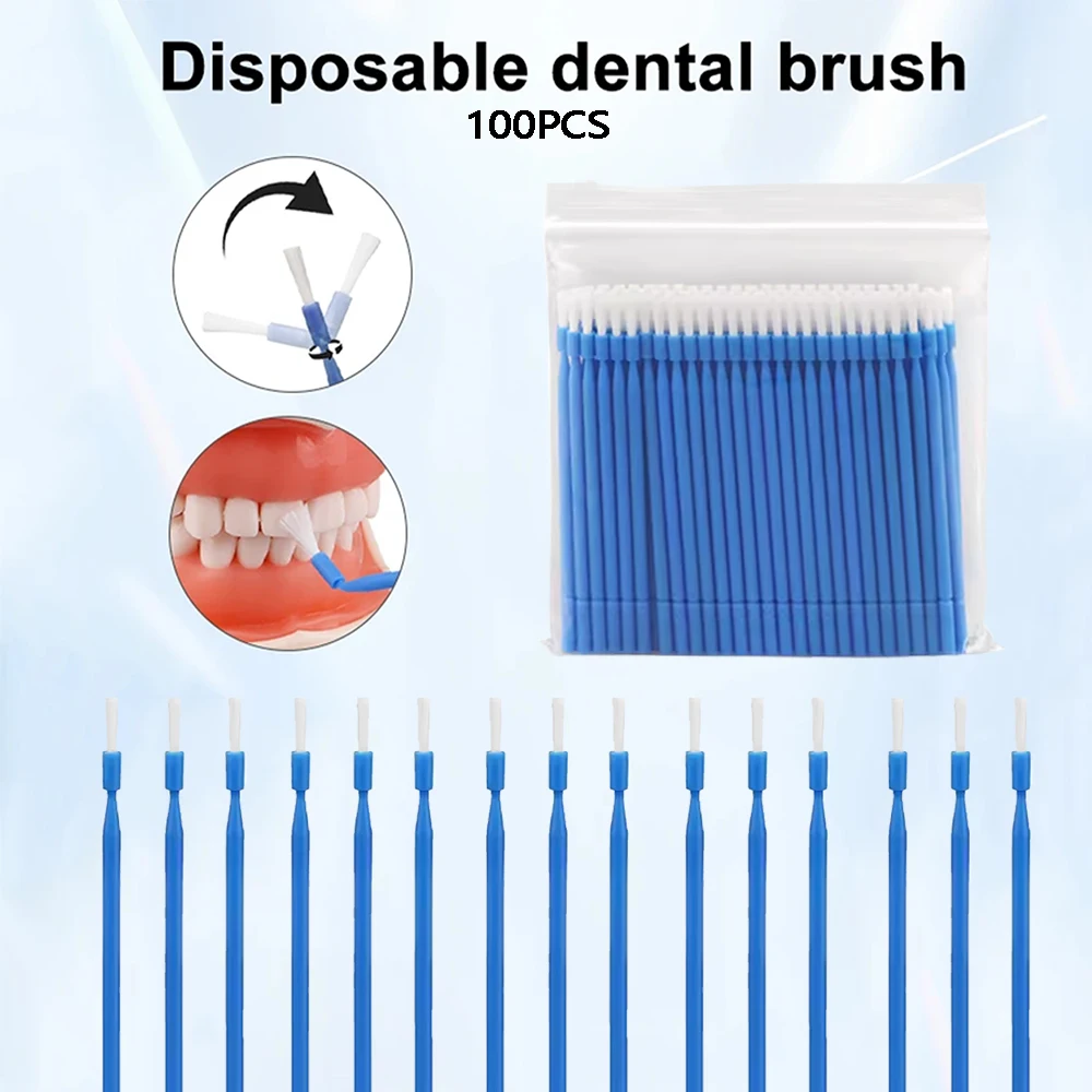 100Pcs Dental Disposable Micro Brush Applicators Bendable Long Shank Brush Teeth Whitening Oral Dentist Cleaning Tools