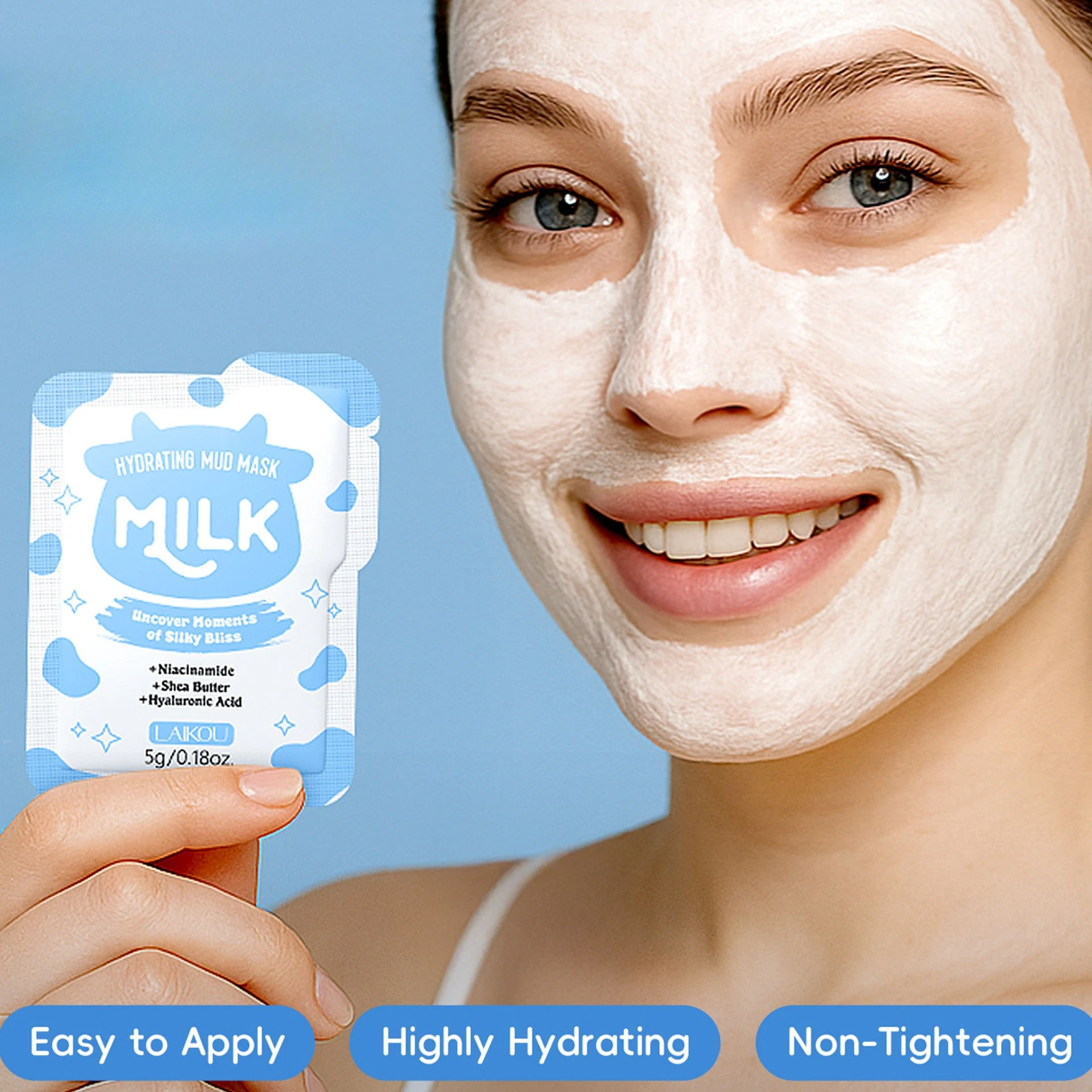 6pcs 6g Milk Moisturizing Mud Mask Sheet Pore Hydration Moisturizing Deep Cleansing Skin Care Mask
