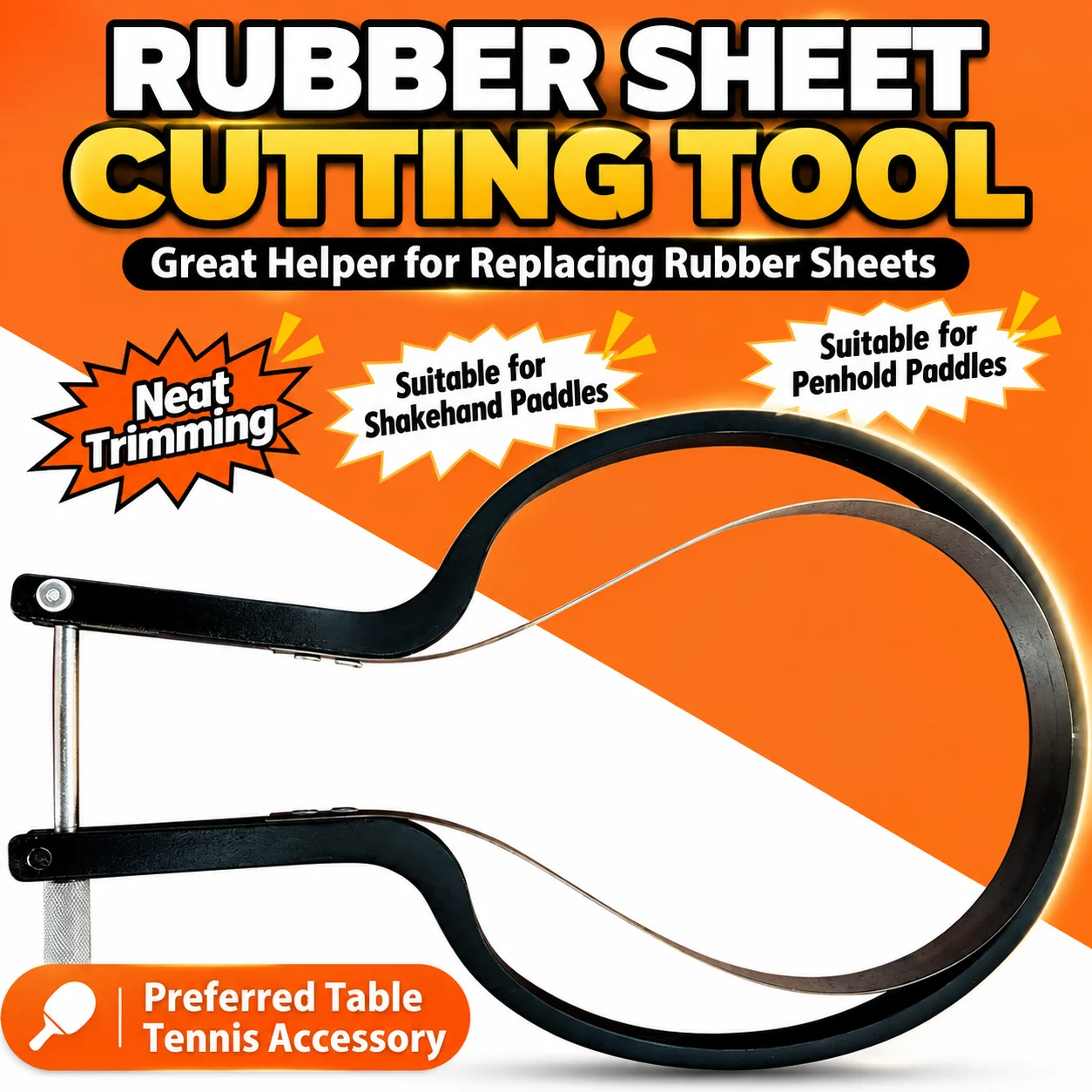 Table Tennis Racket Rubber Cutter, Precision Trimming Tool, Suitable for Horizontal and Vertical Racket Rubber Replacement