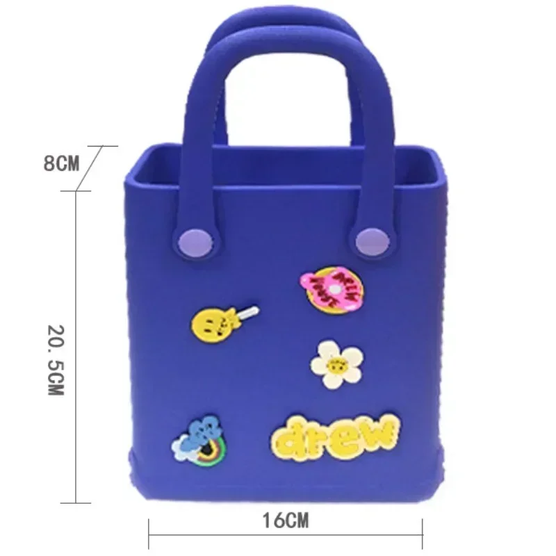 Jelly Beach Charm Bag EVA Rubber Waterproof Summer Travel Shoulder Handbags Crossbody Messenger Cartoon Jibz Women Kid Tote Bag