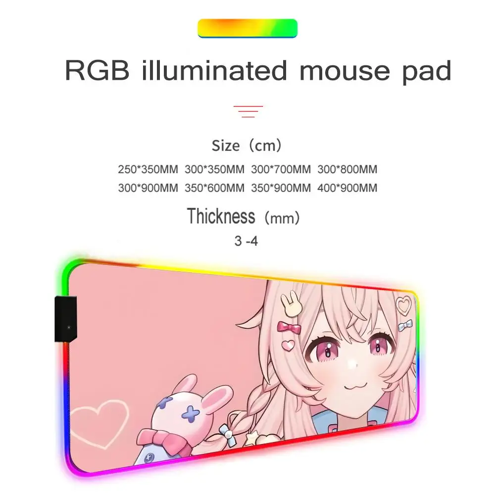 Anime girls pipkin pippa Mouse Pad Gamer Rgb Desk Mat Back Light Led Mousepad Setup Gaming Accessories Deskmat Big Mousepad