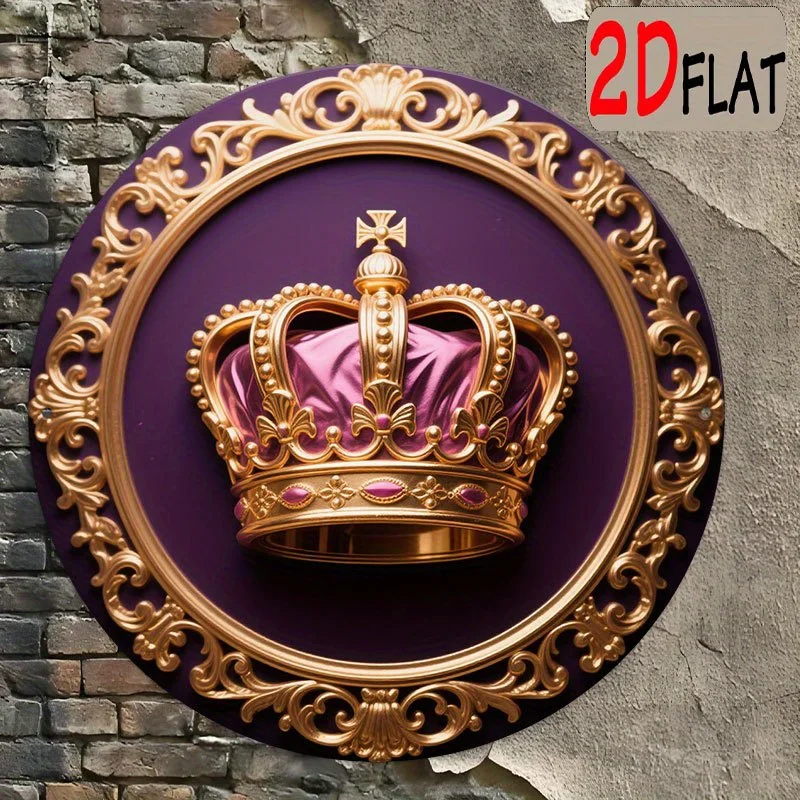 Luxury Royal Crown Aluminum Wall Art 8x8in Waterproof Durable Outdoor Sign Home Decor
