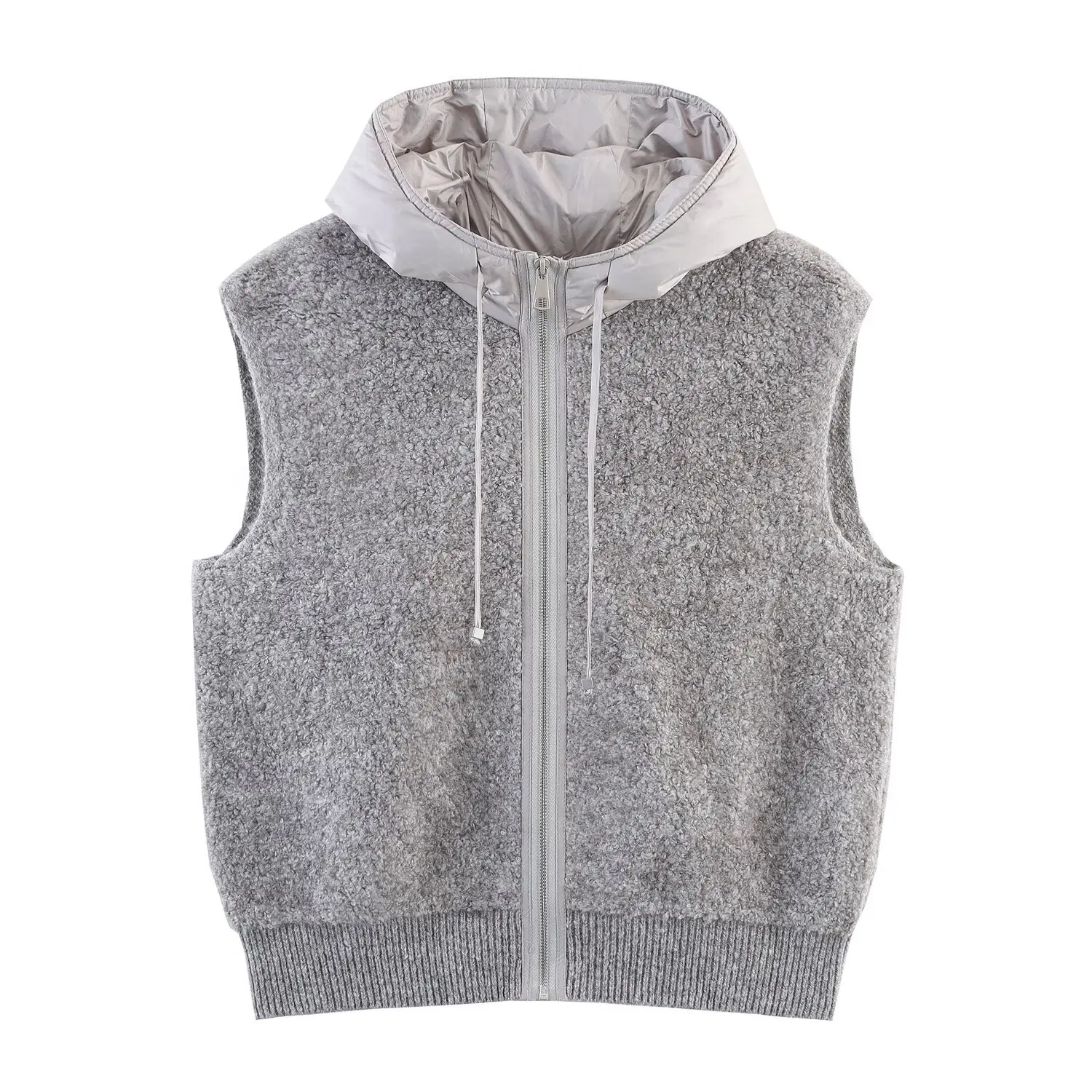 

Женская одежда, осень 2025, новое удобное полотенце с игольной подкладкой, хлопковый жилет на молнии с капюшоном, топ