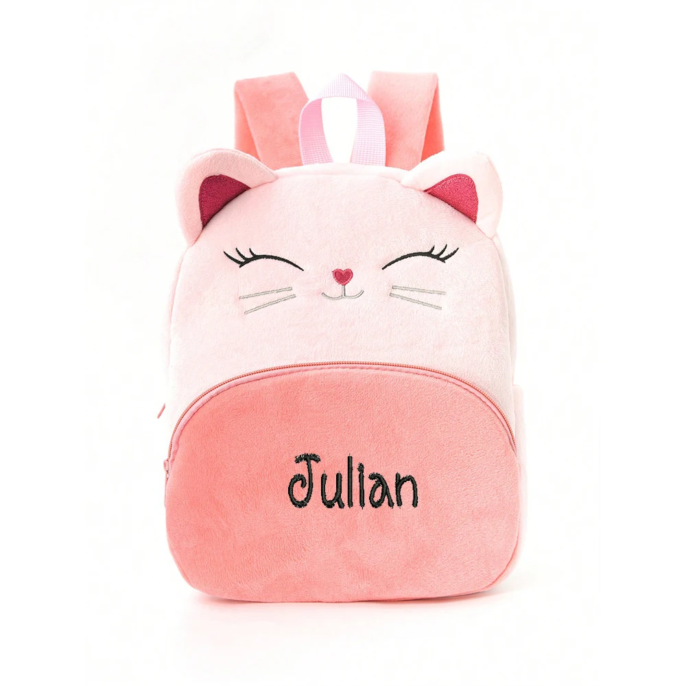 

Name Custom Plush Cartoon Backpack, Personalized Embroidered Kindergarten Multi-Color Backpack, Outdoor Snack Gift Bag