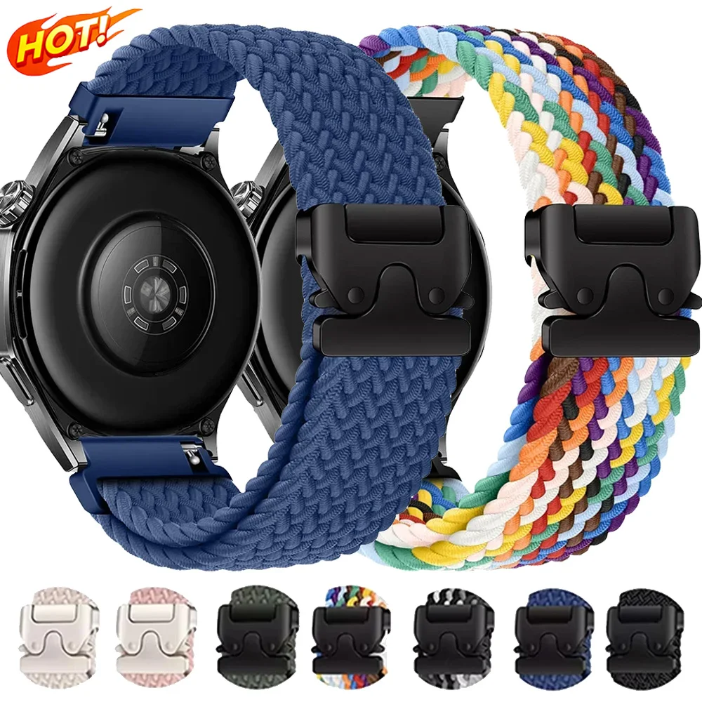 20/22mm Nylon Braided Strap For Huawei Watch 5 4 GT6-5-4 46mm GT5-6 Pro 46mm Parachute Buckle Band Samsung Watch 7/6/5/4 40/44mm