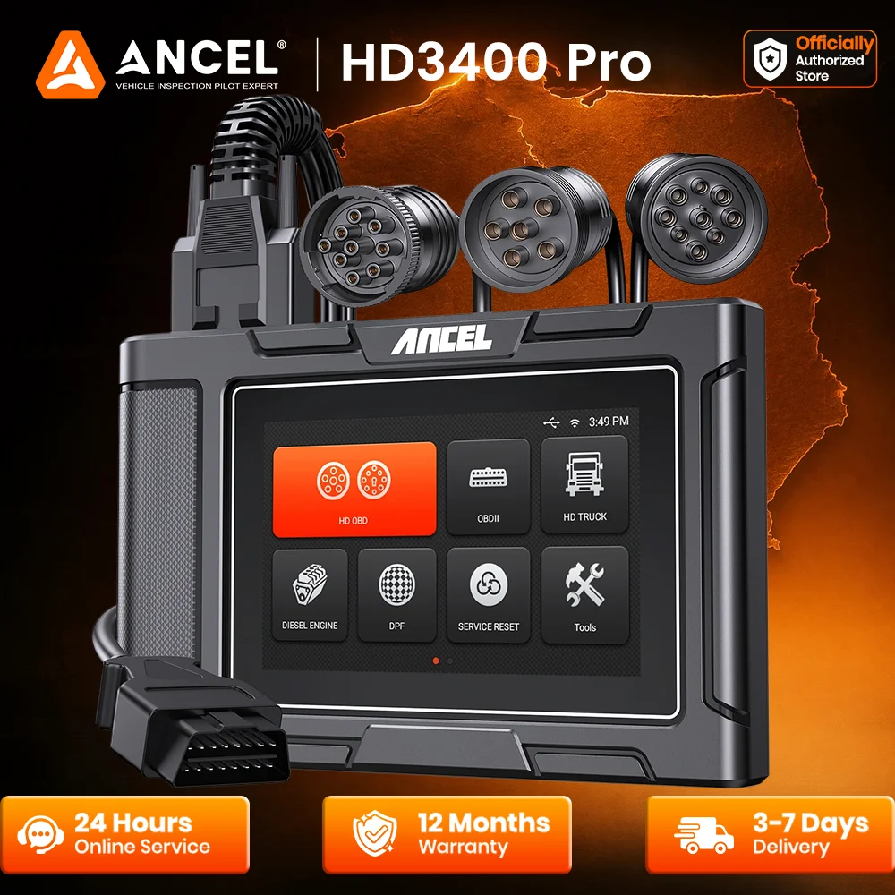 Outil de diagnostic pour camions lourds avec mises à jour gratuites à vie, scanner OBD2 toutes fonctions et régénération DPF pour Cummins, Detroit, Caterpillar