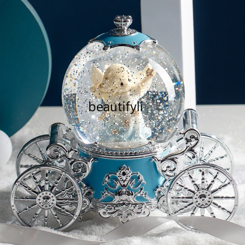 Christmas gift spinning pumpkin carriage crystal ball music box girl girl child birthday gift