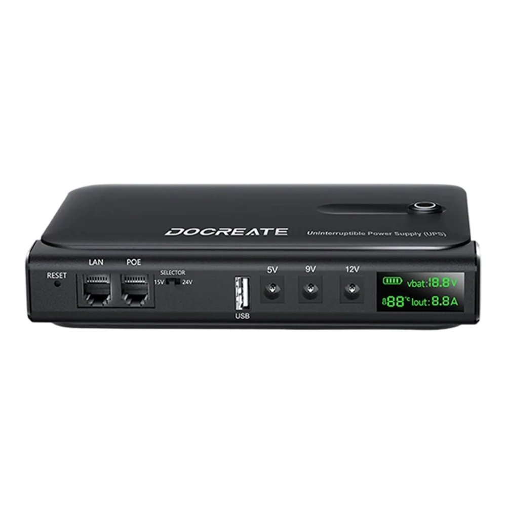 

For Router Power Supply 36W DC1036L Digital UPS Uninterruptible with 5V 9V 12V 15V 24V Outputs and Overheat Protection Features