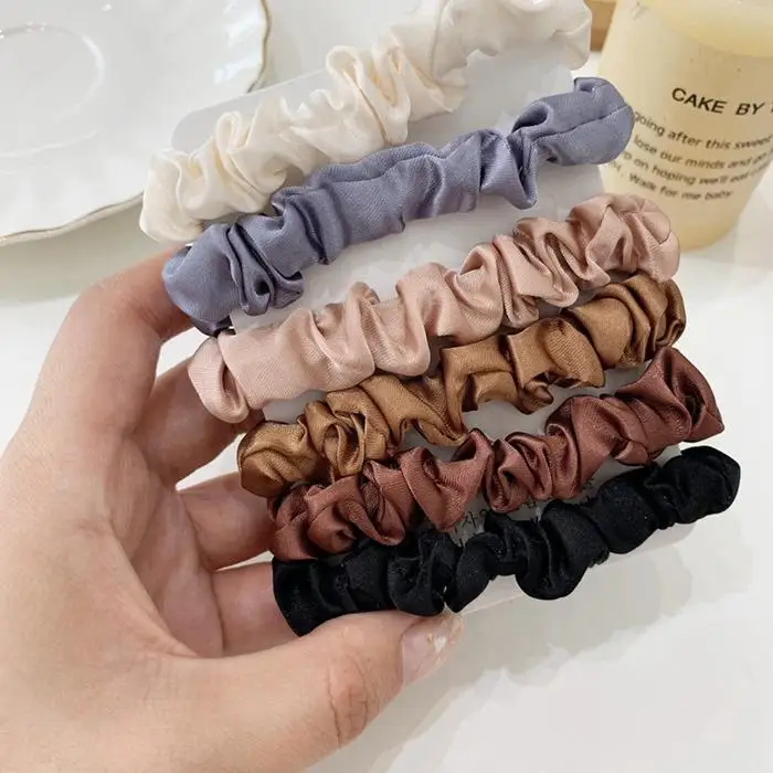 

3/6PCs Elastic Hair Bands Elegant Ponytail Holder Satin Pleated Scrunchies Woman Silk Solid Color Hair Ties Rope Hair Accessorie