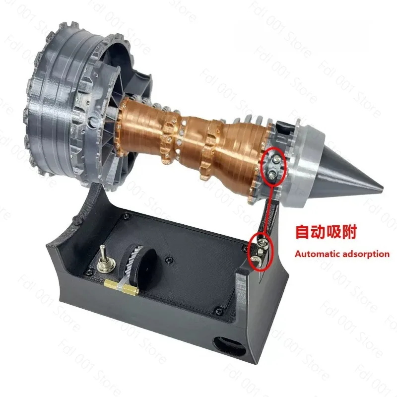 25cm Turbofan Engine Model Kit, Aircraft Jet Engine with Movable Fan, Airplane Engine Replica