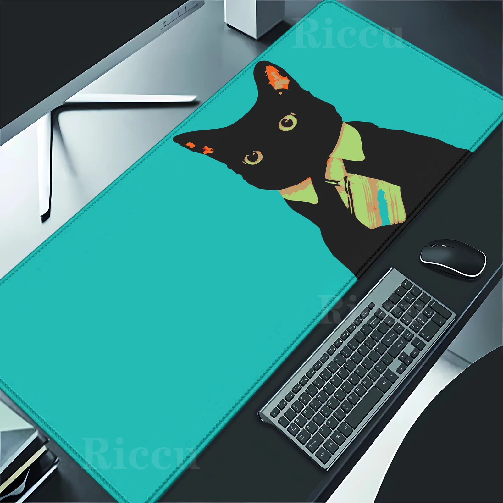 

PC Gamer Cute Black Kitten Large Mouse Pad Non-Slip Gaming Accessories Computer Desk Mat Laptop Keyboard Kawaii Rubber Mouse pad