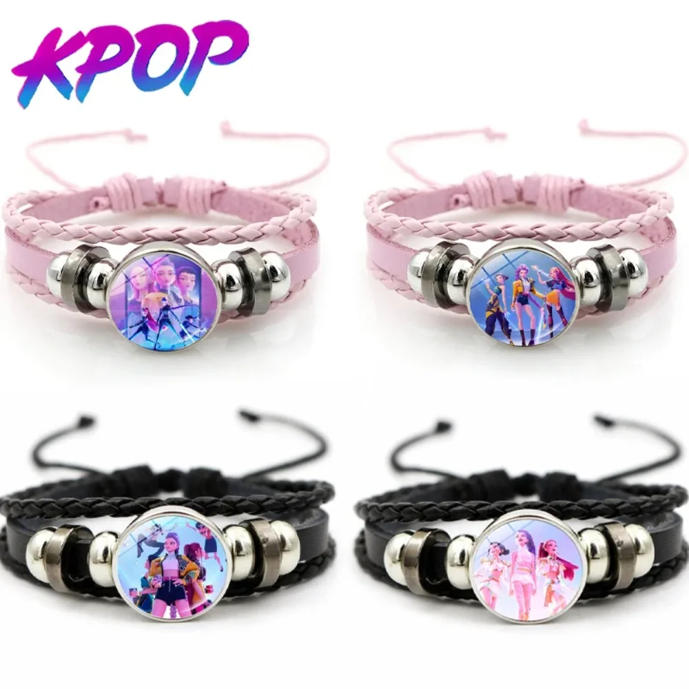 أنيمي KPop شيطان الصيادين سوار HUNTR/X رومي تأثيري سوار المنسوجة حبل سلسلة للجنسين أساور K-pop المشجعين الهدايا
