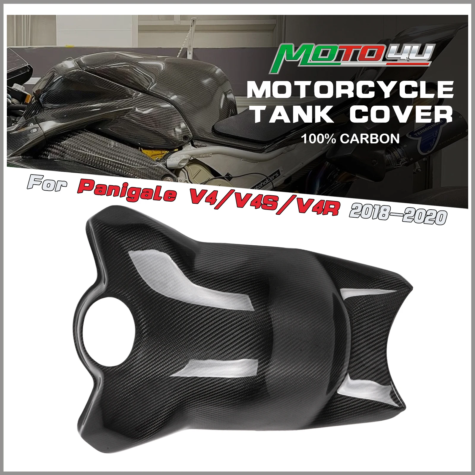 

100% Real Carbon Fiber Tank Cover Motorcycle Tank Protection Twill Weave For Ducati Panigale V4 V4S V4R 2018 2019 2020