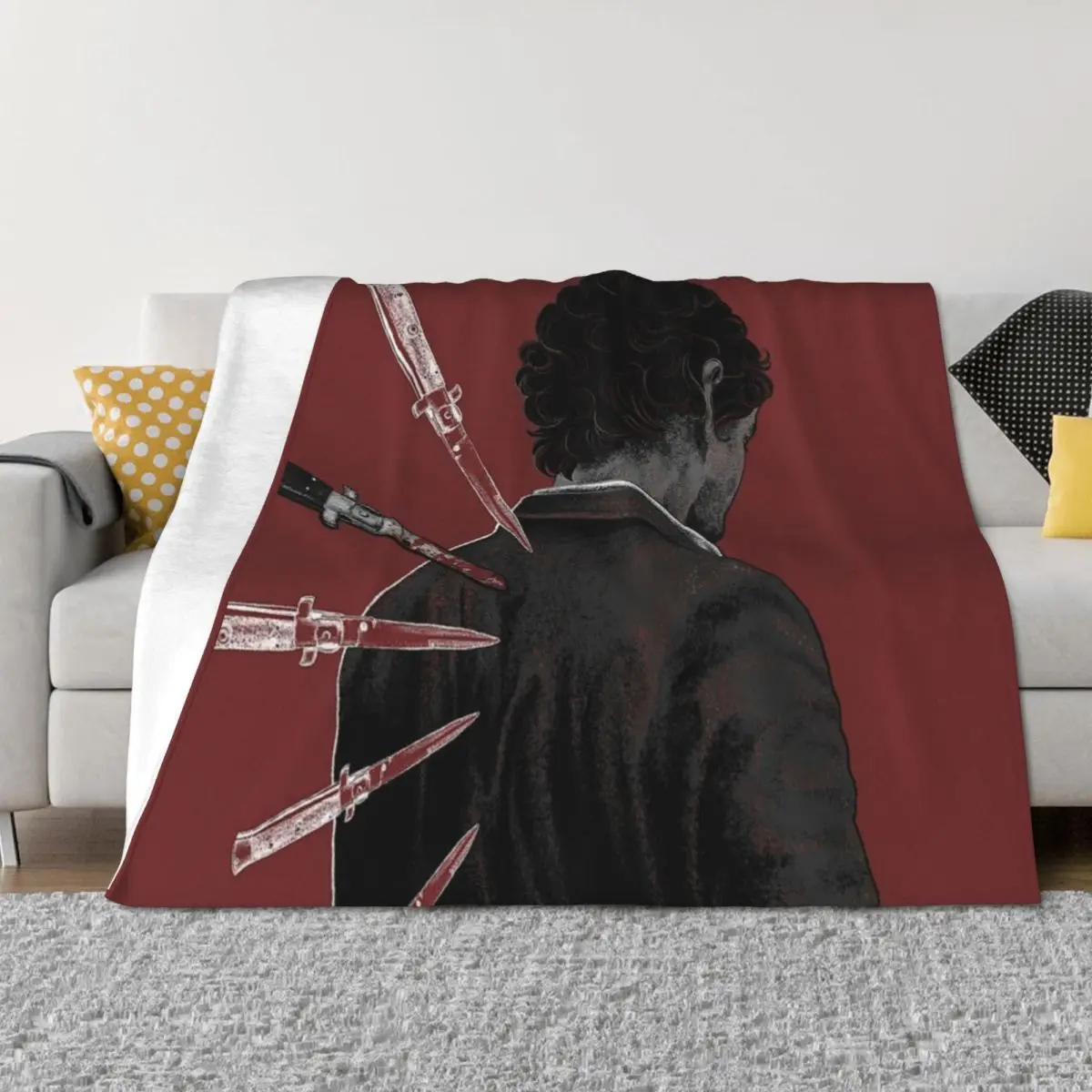 

HANNIBAL: Like Knives Throw Blanket Decorative Beds Blankets For Bed Personalized Gift Beach Blankets