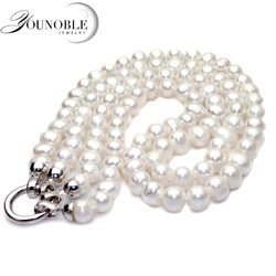 Real Freshwater Natural Double Pearl Necklaces For Women,White Round Pearl Necklace Engagement Gift