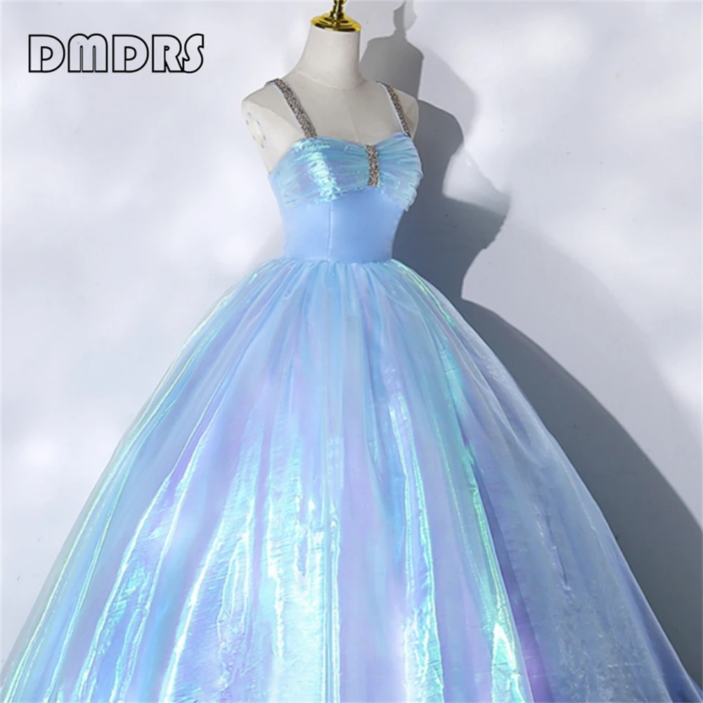 Princess luminous Formal Evening Dress Ball Gown Glitter Spaghetti Straps Women's Sweet 15 16 Dresses