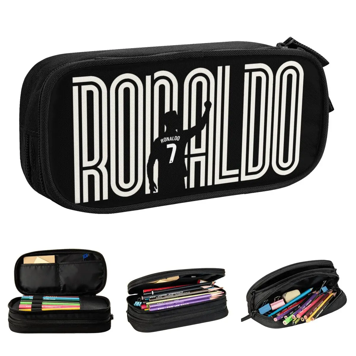 ronaldos futebol cr7 lapis cases lovely pen holder bolsa grande capacidade material escolar zipper lapis para meninos e meninas 01