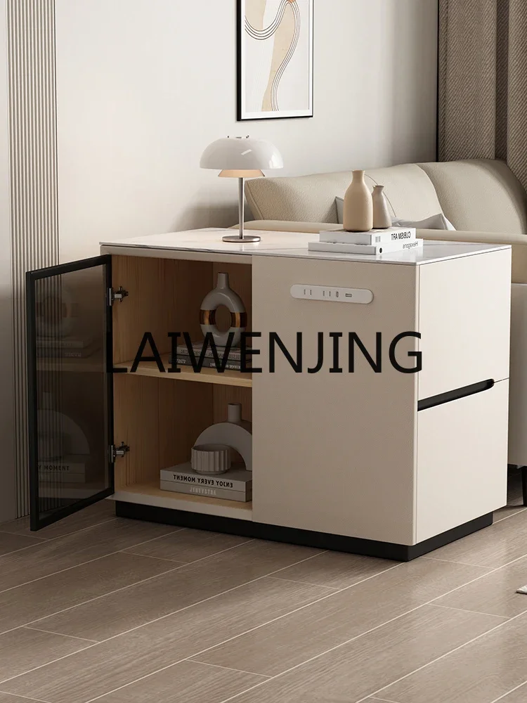 6Light Luxury High-Grade Movable Side Cabinet Side Table Living Room Solid Wood Side Cabinet Table Cabinet with Wheels