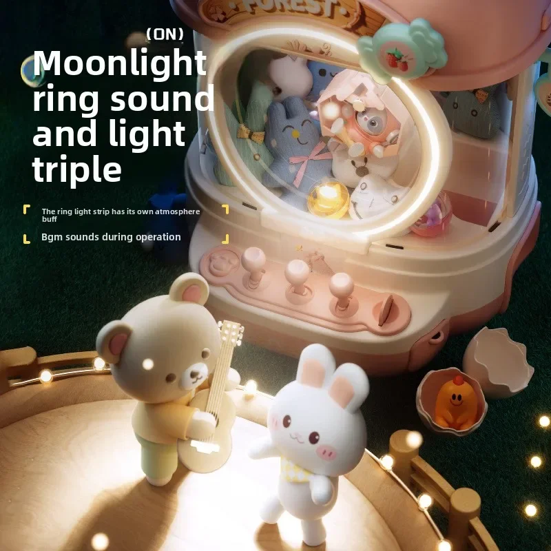 DIY Doll Machine Kids Coin Operated Play Game Mini Claw Catch Toy Crane Machines Music Doll Children Xmas Gifts Toys  Boy Gril