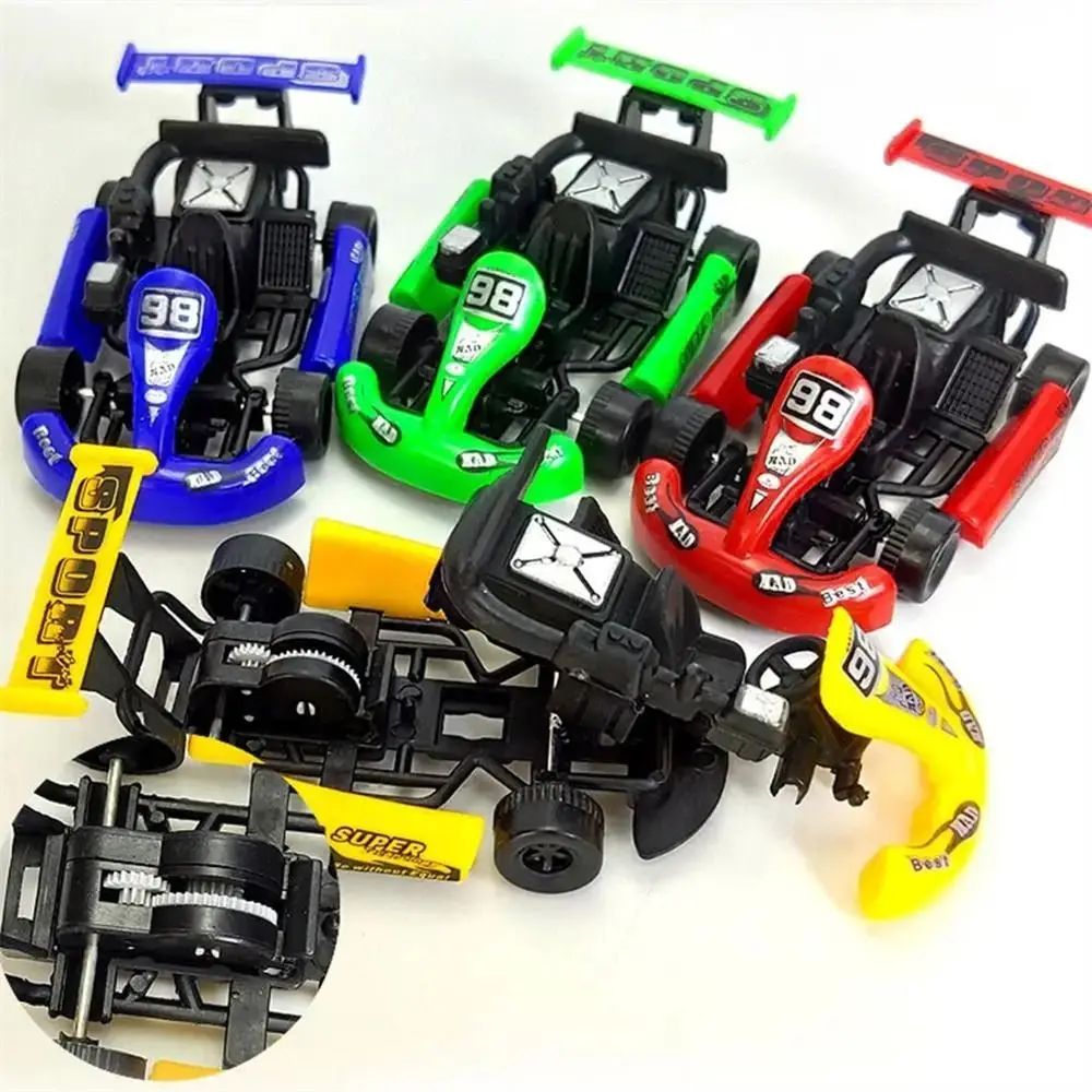 1pc quatro rodas puxar para trás modelo de carro colorido modelo de corrida kart veículo brinquedo dos desenhos animados carro de corrida brinquedo educacional presente de aniversário