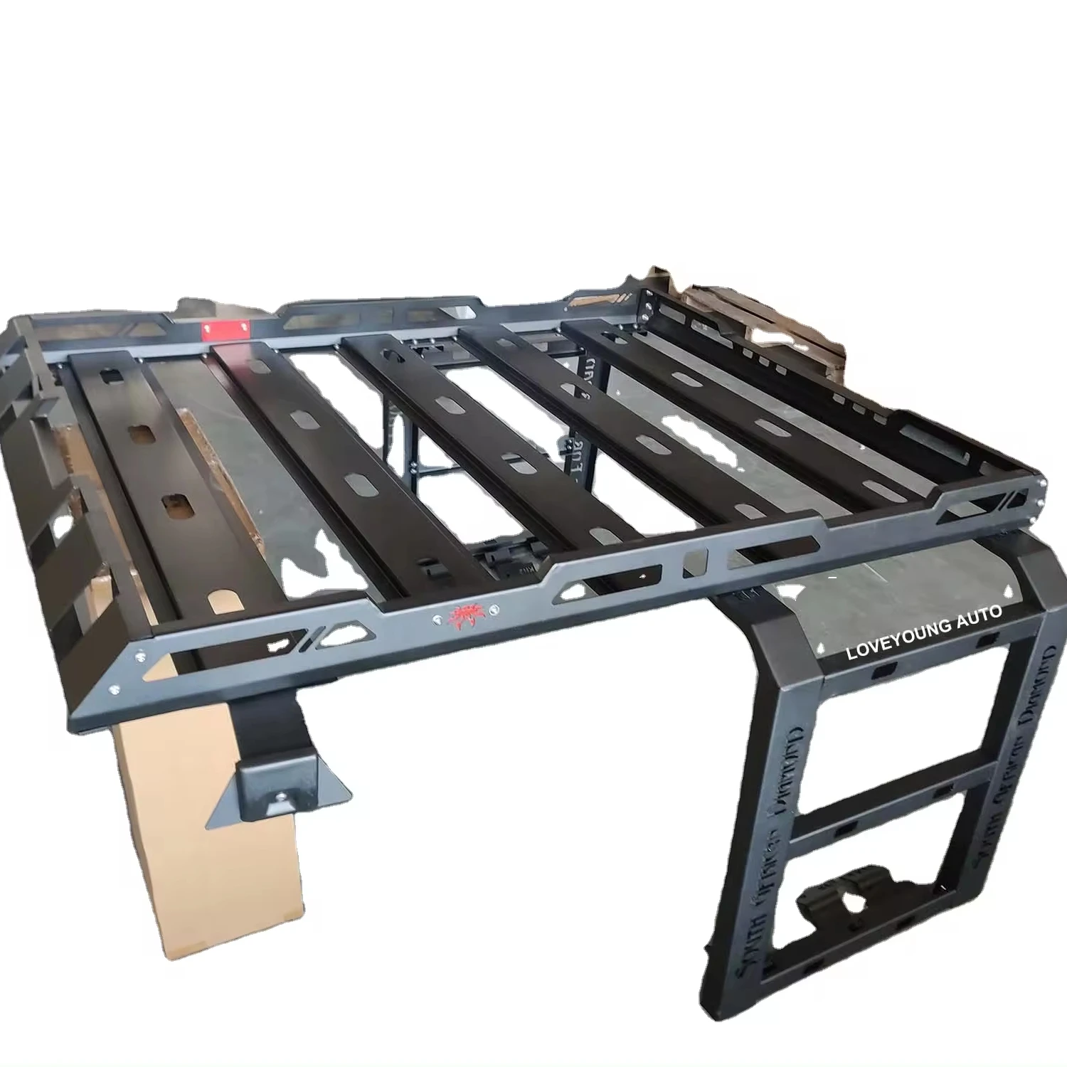 Steel Roof Rack Luggage Cargo Carrier with Ladder for Wra.ngl.er JK JL 2/4 Door Vehicles Black Powder Coated 63KG