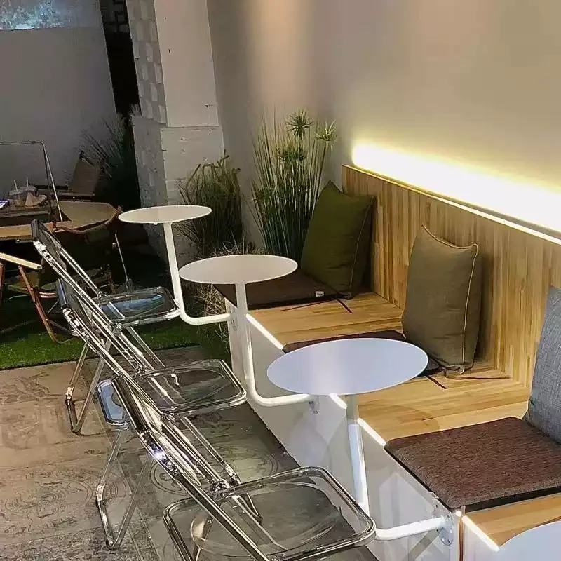 Industrial Style Against Wall Coffee Table Milk Tea Shop Wall Hanging Metal Table Space Saving Dessert Desk Red Breakfast Tables