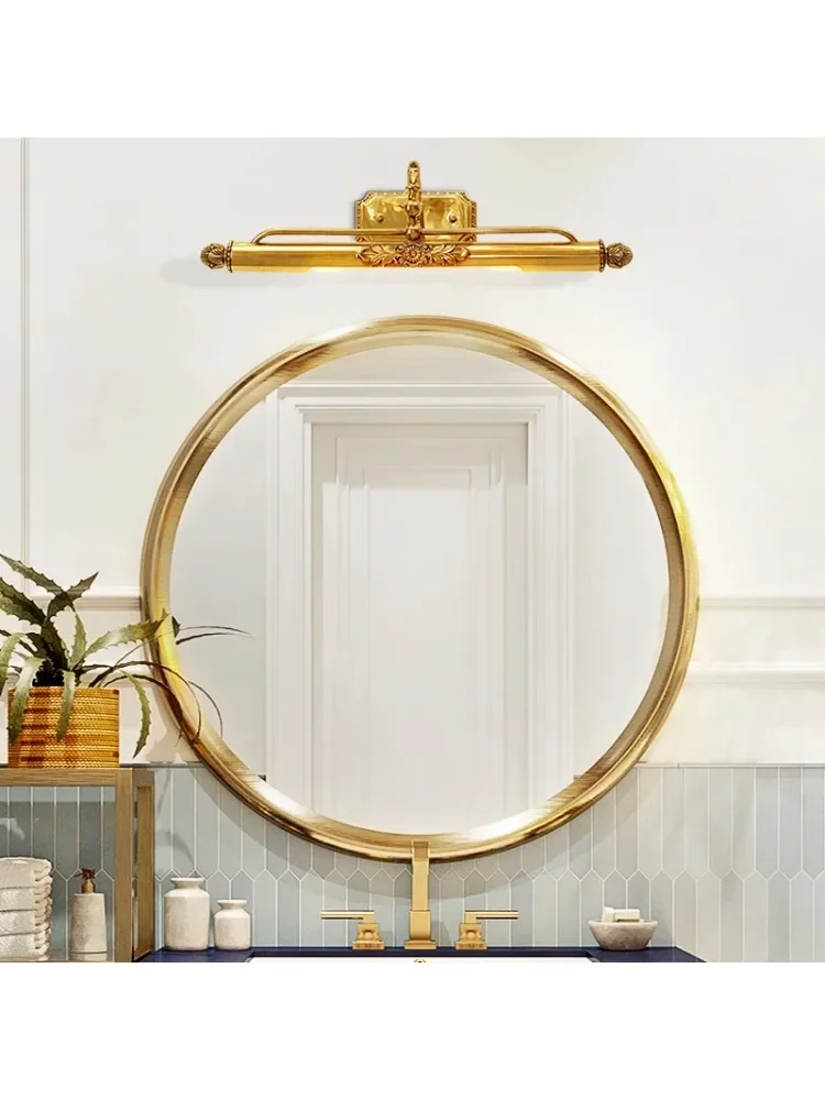 European Classic Royal Bathroom Brass Mirror Headlights French Neo Classic Living Room Bedroom Cosmetic Mirror Wall Lamp