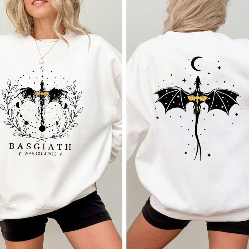 Sudadera Vintage de cuarta ala para mujer, Sudadera con capucha de la Universidad de Basgiath War, Dark Academia, Dragon Rider, Bookish, cuello