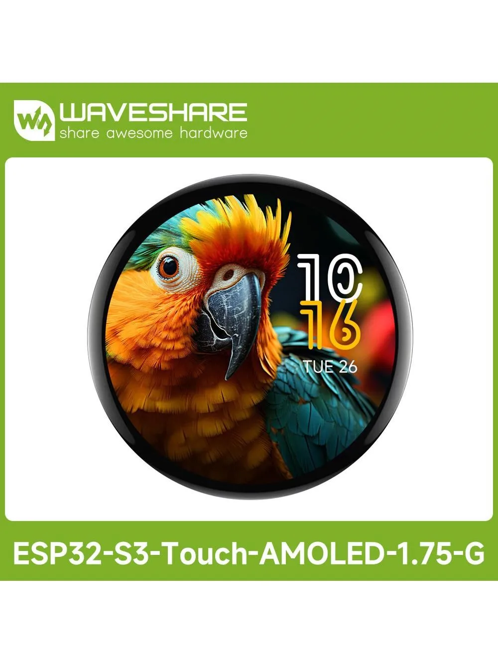 Waveshare ESP32-S3 1,75-calowa płytka rozwojowa z okrągłym wyświetlaczem dotykowym AMOLED, 32-bitowy dwurdzeniowy procesor LX7, 466 × 466 pikseli QSPI — zdjęcie produktu 6
