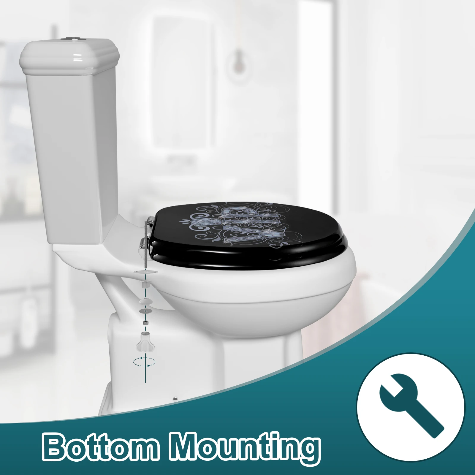 WOLTU 1 Stück universeller Toilettensitzdeckel mit Soft-Close-Funktion für Badezimmer, verdickter, antibakterieller Ersatz für Badezimmer-Ausstattung – Detail 12