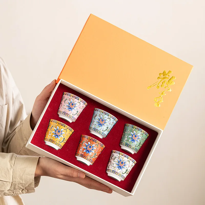 Enamel Ceramic Master Tea Cup Court Style Single Personal Cup - Premium Elegant Durable Heatproof Gift for Home Office Tea Set