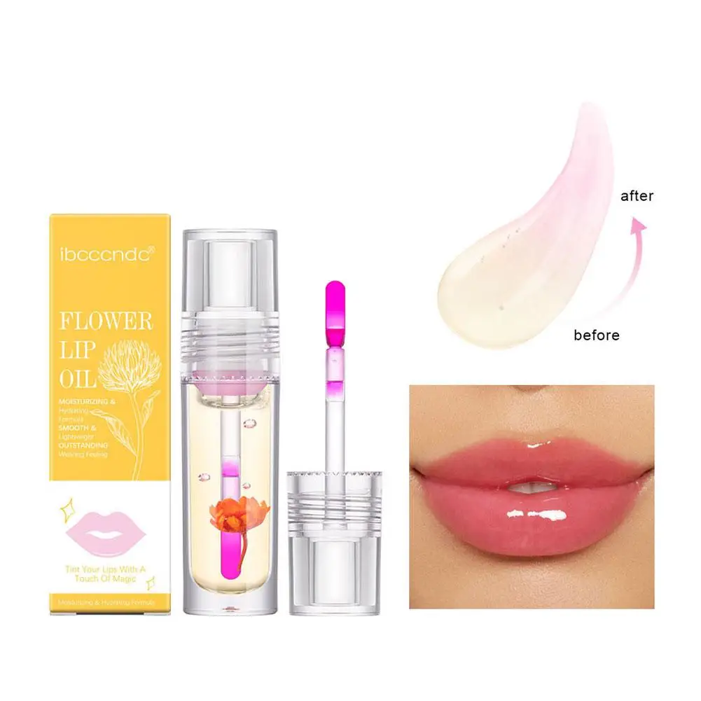 Magische Kleurverandering Lip Olie Bloem Lipgloss Ph Kleur Glazuur Hydraterende Vloeibare Lip Roze Heldere 3.8Ml Lipoil 1 Stuk Veranderende U2n4