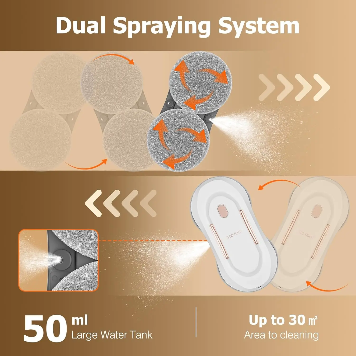 Window Cleaning Robot with Dual Spray, Remote Control, 3000Pa Suction for Glass, Door, Vertical Surfaces