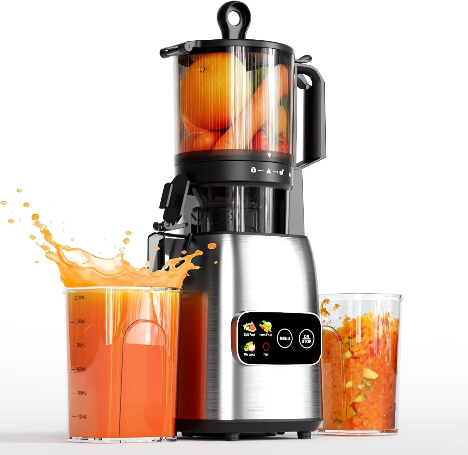 

Cold Press Juicer with Touch Screen, 5.4" Extra Large Feed Chute, Masticating Juicer Machine for Whole Fruits and Vegetables, Ea