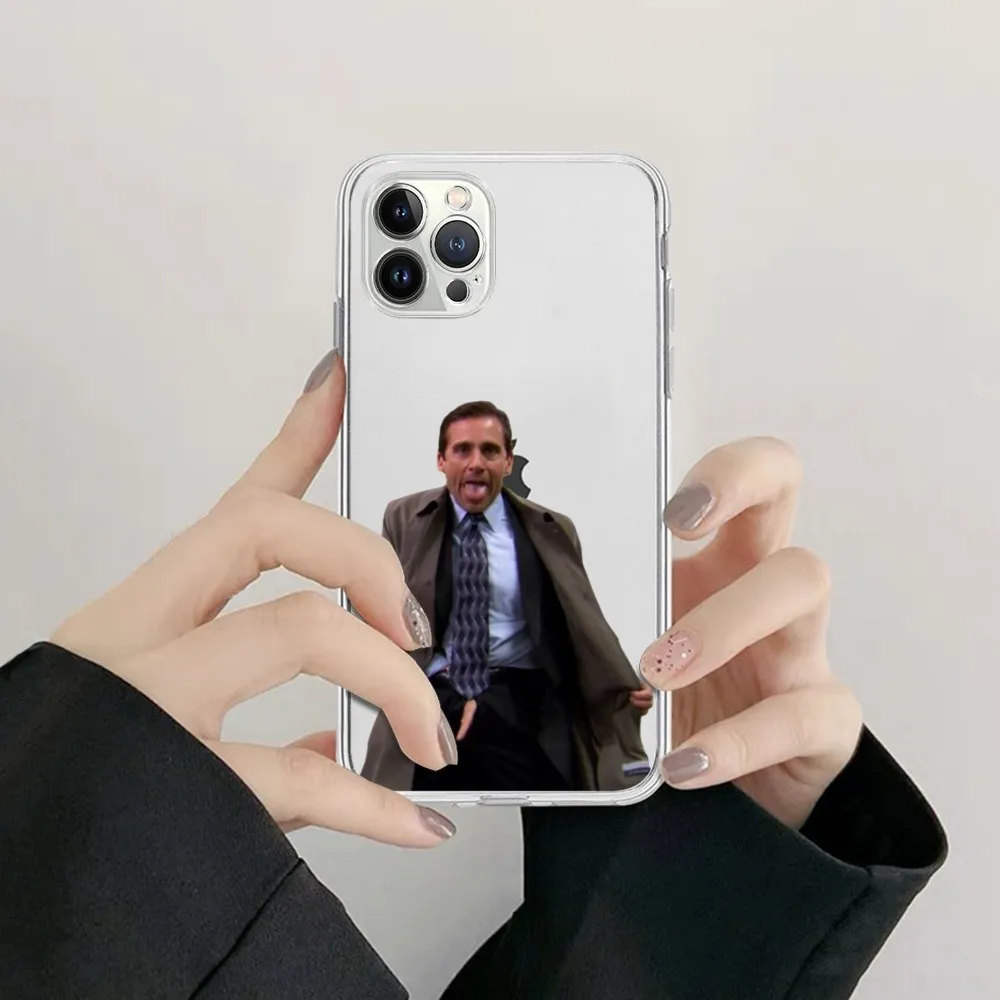 Funny Michael Scott The Office Phone Case For iPhone 16 15 14 13 12 11 Pro Max Mini 16 15 14 Plus Transparent Soft TPU Case