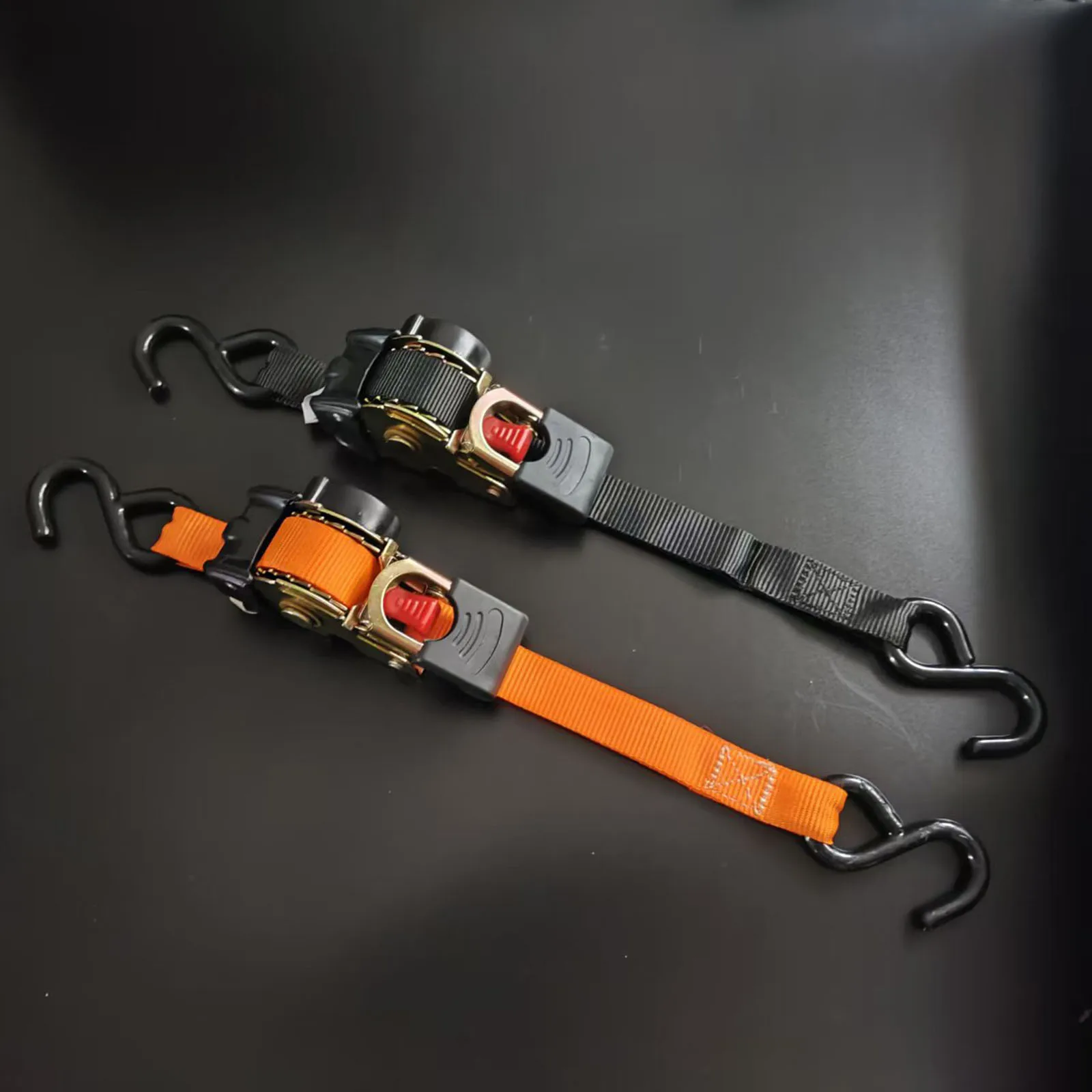 Self Retracting Ratchet Straps 1inch X 7FT Truck Binding Belt with Auto-Lock Double S Hooks for Motorcycle Cargo Truck Trailer