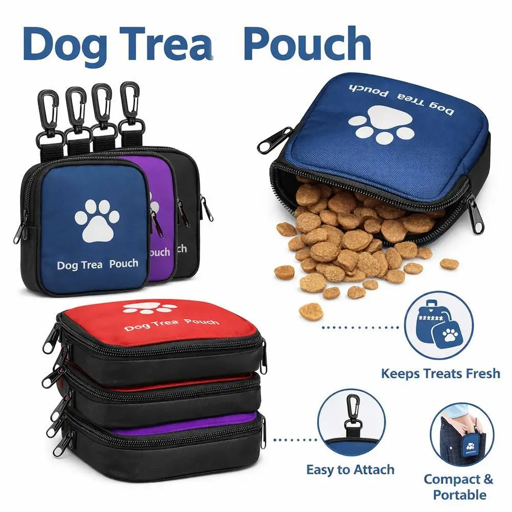 Portable Dog Treat Pouch Pet Training Snack Bag Compact Zipper Puppy Food Storage Bag For Outdoor Walking Training Travel