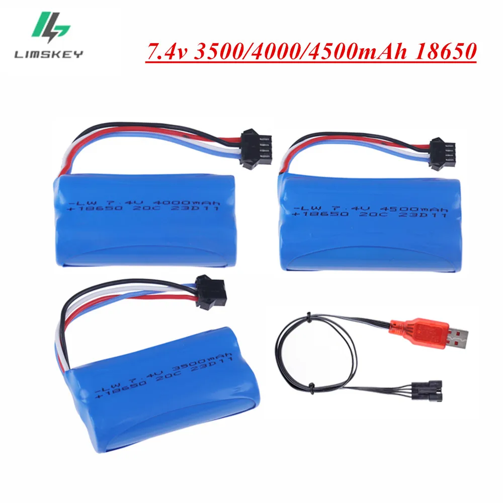 18650 7,4 V 3500Mah/4000/4500mAh Li-ion батарея SM4P разъем/зарядное устройство для Udi007 Udi001 UDI002 UDI902 HJ806 960 961 RC гоночная лодка