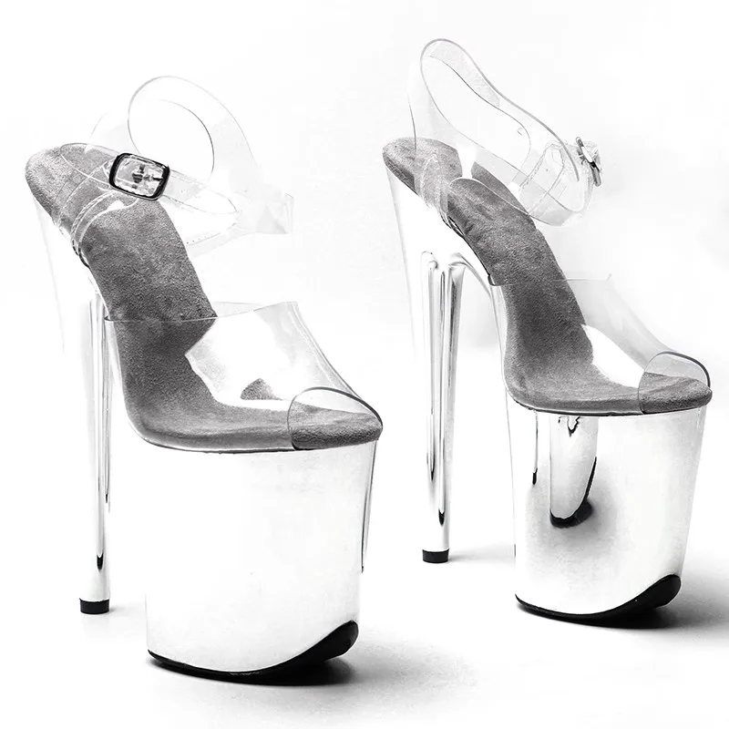 New 20cm/8inches Shiny PVC Upper Electroplate Platform High Heel Sandals Sexy Model Shoes Pole Dance Shoes 265