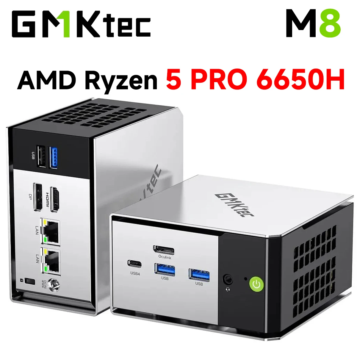 

Мини-ПК AittactXGMKtec M8 на базе AMD Ryzen 5 Pro 6650H, Nucbox, Windows 11, LPDDR5 16 ГБ, 500 ГБ/1 ТБ, GPU Radeon 660M, Oculink, Wi-Fi 6E, BT5.2