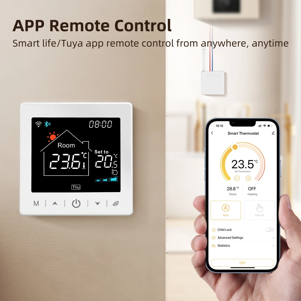 AVATTO-Termostato sem fio Tuya WiFi, caldeira a gás, aquecimento de água, controlador de temperatura RF, funciona com Alexa, Google Home, Alice