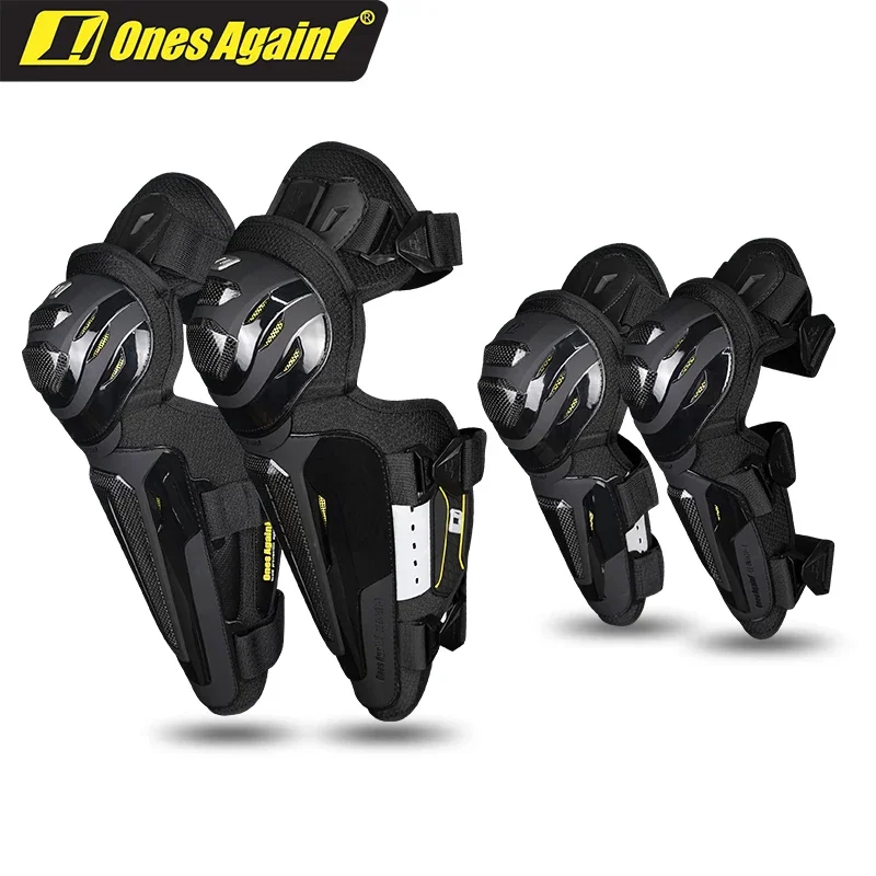 OnesAgain! 4Pcs/Set Carbon Fiber Knee Protector Motorcycle Elbow Pads Male Riding Protective Gear Men Anti-fall Leg Protection