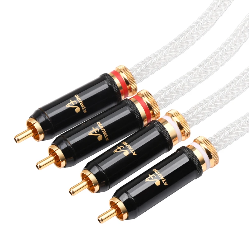 Hifi 2RCA Audio Cable Hi-End OCC Silver-plated RCA Male to Male Addio Cable For Home Theater DVD TV Amplifier CD Soundbox