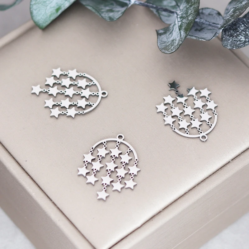 3 szt. Gwiazda ze stali nierdzewnej frędzle Charms wisiorek do tworzenia biżuterii Diy kolczyk naszyjnik dostarcza akcesoria hurtowo