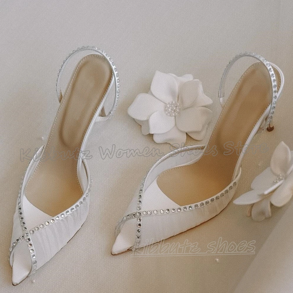 

Mesh Crystal Glossy Pumps Pointed Toe Thin High Heels Solid Color Fashion Elegant Concise Sexy Party Wedding Women Shoes Newest