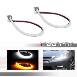 Switchback White & Amber LED Illuminating Headlight Strips Retrofit Kit  For 2013-2015 Honda Accord sedan DRL Turn Signal Light