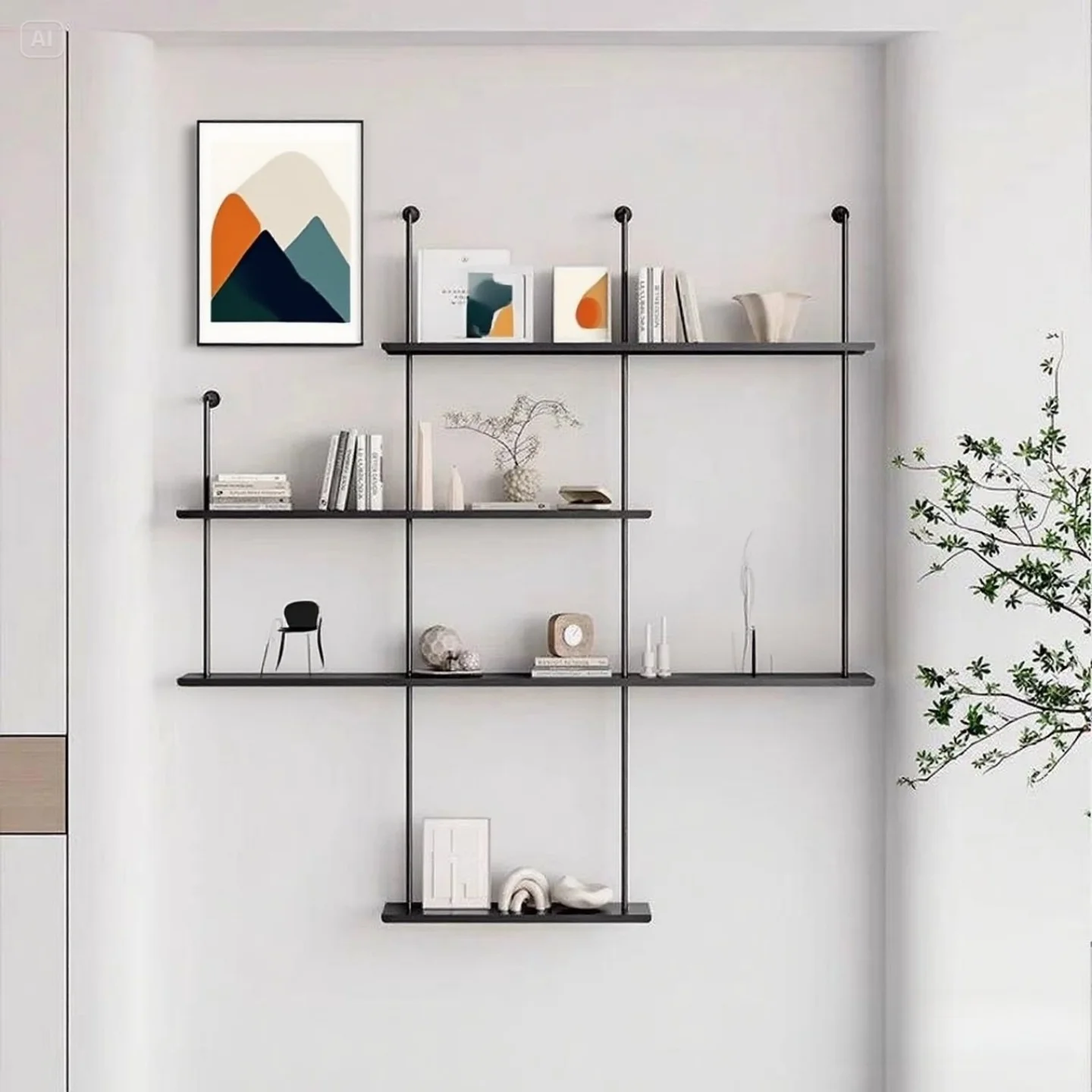 Prateleira de parede estante de armazenamento doméstico simples e moderno rack de exibição decorativo