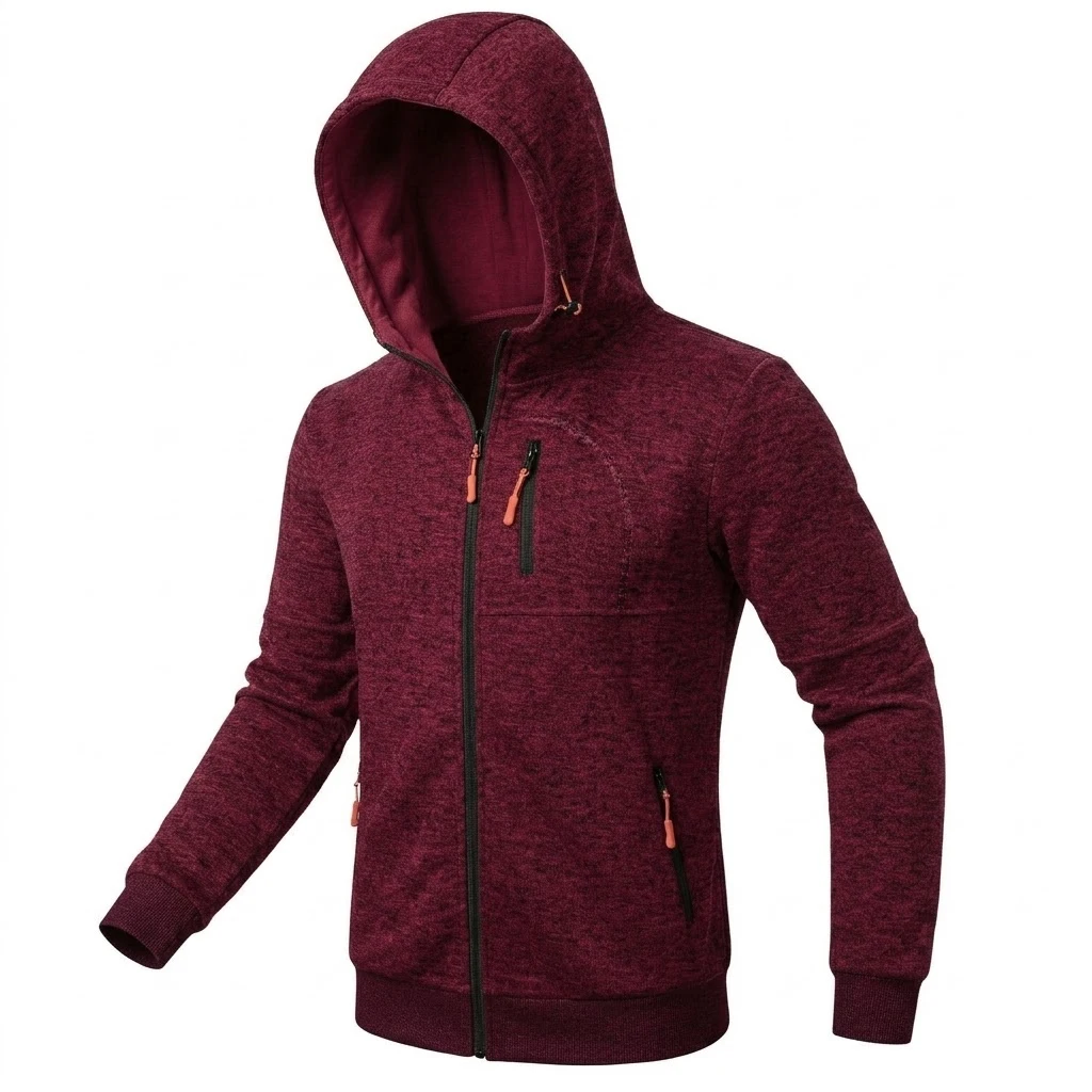 Herren Outdoor Zip Hoodie Lässiger Fleece-Sweatshirt Langarm Winter Warme Strickjacke Mantel mit Mehreren Reißverschlusstaschen Oberbekleidung – Detail 12