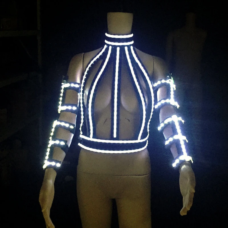 LED Lumious Top Light up led costume singer dancer stage show wear