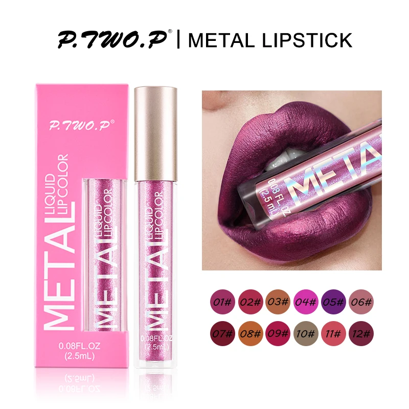 P.TW O.P-brillo de labios mate de terciopelo, lápiz labial líquido, maquillaje de labios, belleza roja, taza antiadherente, brillo de labios impermeable con 12 colores